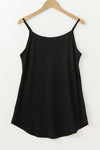 Black Spaghetti Strap V-Neck Flowy Tunic Tank Top-Tops-MomFashion