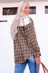 Brown Mixed Plaid Soft Oversized Shirt-Tops-MomFashion