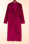 Retro Velvet Long Sleeve Pocket Coat-Outerwear-MomFashion