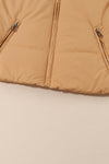 Brown Zip Up Pocketed Puffer Coat-Outerwear-MomFashion