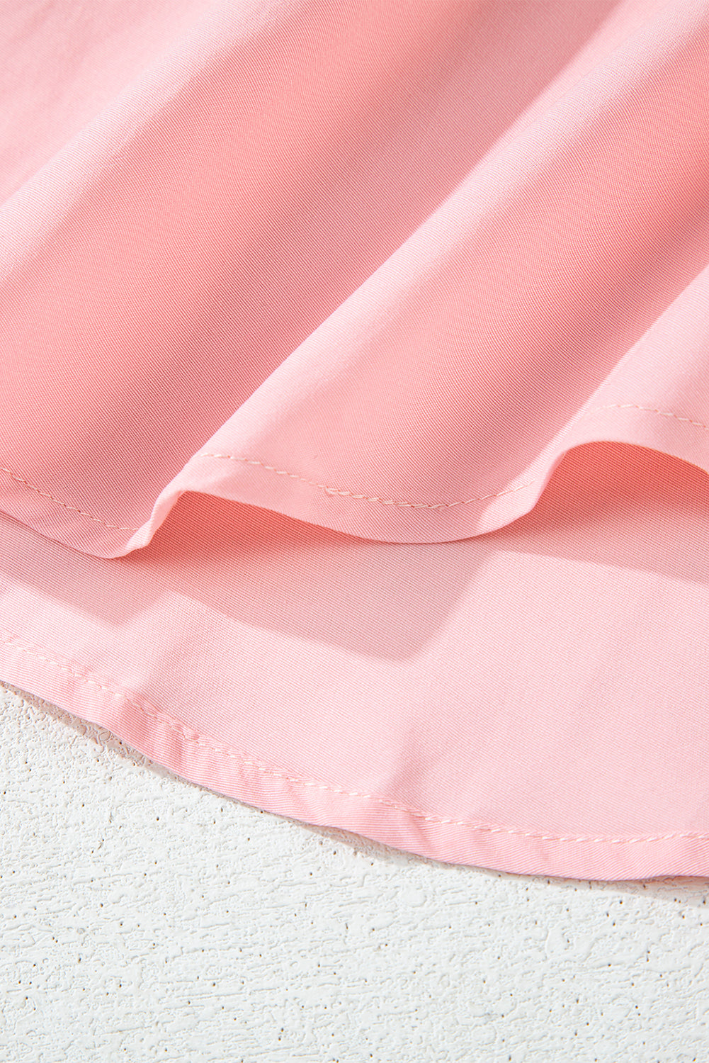 Pink Flap Pocket Tab Sleeve Button-Down Plus Size Shirt-Plus Size-MomFashion