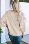 Apricot Exposed Seam Ribbed Knit Dolman Sweater-Tops-MomFashion