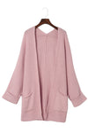 Pink Oversized Fold Over Sleeve Sweater Cardigan-Tops-MomFashion