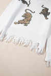 White Frayed Sequin Tiger Sweater-Tops-MomFashion