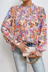 Multicolour Floral Bishop Sleeve Frilled Round Neck Blouse-Tops-MomFashion