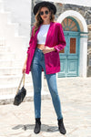 Rose Casual Pocketed Velvet Blazer-Outerwear-MomFashion