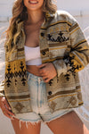 Brown Western Aztec Print Jacket-Outerwear-MomFashion