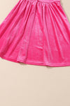 Rose Frilled Neck Smocked Bodice Velvet Dress-Dresses-MomFashion