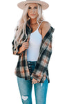 Black Oversize Rounded Hem Plaid Shacket with Slits-Outerwear-MomFashion