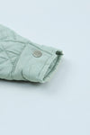 Green Quilted Pocketed Zip-up Cropped Jacket-Outerwear-MomFashion