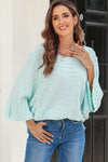 Green Exposed Seam Ribbed Knit Dolman Top-Tops-MomFashion