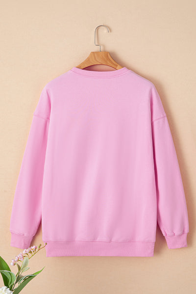 Peach Blossom Merry Every Thing Glitter Slogan Sweatshirt-Tops-MomFashion