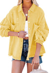 Yellow Distressed Fringe Trim Denim Jacket-Outerwear-MomFashion