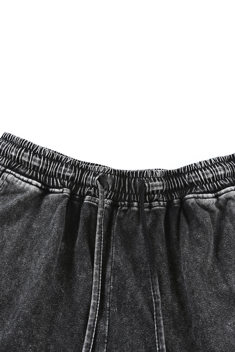 Black Acid Washed Short Lounge Set-Loungewear-MomFashion