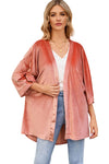 Pink Retro Velvet Wide Sleeves Cardigan-Outerwear-MomFashion