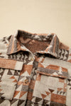 Brown Aztec Print Flap Pocket Button-up Jacket-Outerwear-MomFashion