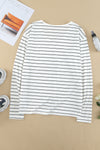 Striped V Neck Long Sleeve Top-Tops-MomFashion