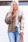 Brown Mixed Plaid Soft Oversized Shirt-Tops-MomFashion