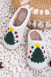 White Fuzzy Christmas Tree Pattern Home Slippers-Shoes & Bags-MomFashion