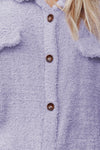 Purple Plush Button Down Pocketed Shirt Jacket-Outerwear-MomFashion