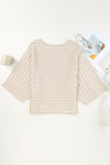 Apricot Exposed Seam Ribbed Knit Dolman Sweater-Tops-MomFashion