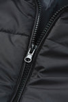 Black Zip Up Drawstring Hem Puffer Coat-Outerwear-MomFashion