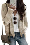 Apricot Chunky Waffle Knit Oversized Collar Cardigan-Tops-MomFashion