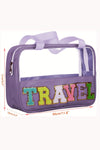 Purple TRAVEL Chenille Letter Clear PVC Makeup Bag-Accessories-MomFashion