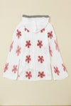 White Floral Print Lightweight Knit Hooded Sweater-Tops-MomFashion