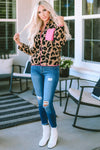 Leopard Colorblock Pocket Zipper Fuzzy Fleece Jacket-Outerwear-MomFashion