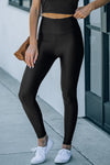 Black High Rise Tight Leggings with Waist Cincher-Bottoms-MomFashion