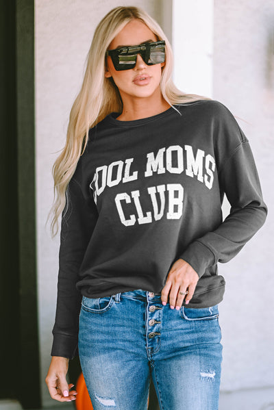 Gray COOL MOMS CLUB Drop Shoulder Sweatshirt-Tops-MomFashion