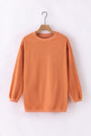 Orange Ribbed Corded Oversized Sweatshirt-Tops-MomFashion