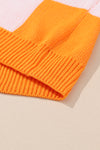 Orange Checkered Bishop Sleeve Sweater-Tops-MomFashion