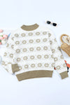 White Christmas Snowflake High Neck Knit Sweater-Tops-MomFashion