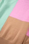 Multicolour Colorblock Mock Neck Ribbed Trim Sweater-Tops-MomFashion