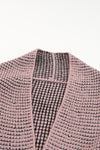 Pink Chunky Waffle Knit Oversized Collar Cardigan-Tops-MomFashion