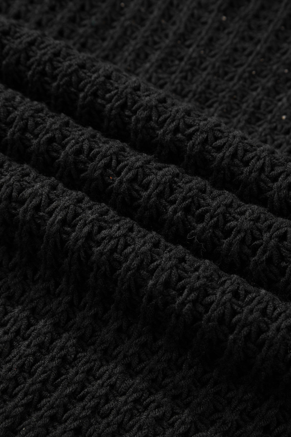 Black Hollow-out Crochet V Neck Sweater-Tops-MomFashion