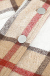 Khaki Plaid Print Buttoned Shirt Coat with Pocket-Outerwear-MomFashion