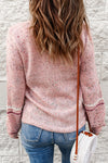 Pink Pilling Detail Patterned Sleeve Sweater-Tops-MomFashion