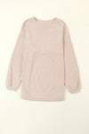 Apricot Ribbed Corded Oversized Sweatshirt-Tops-MomFashion