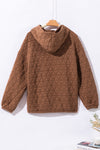 Coffee Solid Color Quilted Kangaroo Pocket Hoodie-Tops-MomFashion