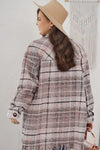 Pink Plus Size Macrame Plaid Coat-Plus Size-MomFashion