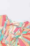 Multicolor Abstract Geometric Print Tassel Tie Flared Dress-Dresses-MomFashion