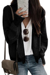 Black Plaid Contrast Trim Open Front Cardigan-Tops-MomFashion