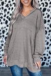 Gray Mineral Wash Exposed Seam Pullover Hoodie-Tops-MomFashion