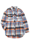 Multicolor Plaid Button Down Ruffled Shirt Jacket-Outerwear-MomFashion