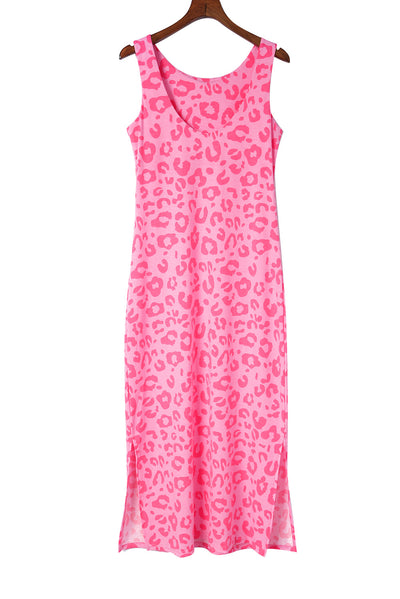 Leopard Print Sleeveless Maxi Dress-Dresses-MomFashion