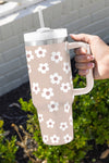 Parchment Floret Print Stainless Tumbler With Lid And Straw-Accessories-MomFashion