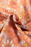 Grapefruit Orange Tie Waist Boho Floral Wide Leg Pants-Bottoms-MomFashion